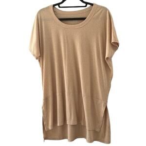 American Eagle Oversized Short Sleeve Rib Knit Golden Orange Tunic Top Women S